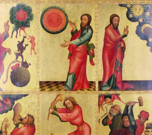Vänster flygeln av St. Peters högaltar i Hamburg, Grabower-altaret, 1383 (tempera på panel) (detalj av 145257) av Master Bertram of Minden