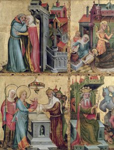 Möte vid Golden Gate och presentationen i templet, från Buxtehude-altaret, 1400-10 (tempera på panel) av Master Bertram of Minden