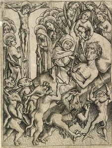 Triumfen över all frestelse i dödens timme, c1400-talet