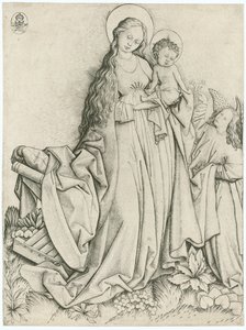 Madonna med ängel som ger rosor