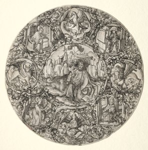 Johannes Döparen omgiven av den latinska kyrkans evangelister och fyra fäder, 1466.