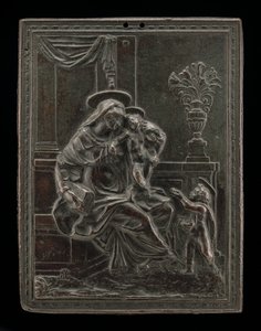 Madonna och barn med Johannes Döparen, troligen ca. 1600. av Master F.D.