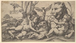 Putti och lejon, 1547.