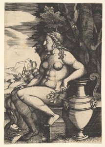 Sitter naken bredvid en vas, 1537.