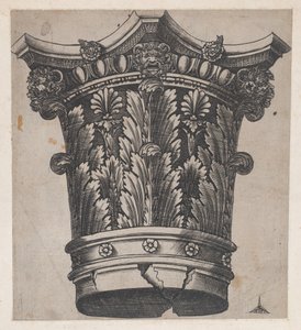 Mirror of Roman Magnificence: Kapital med huvuden och masker, ca. 1537., ca. 1537