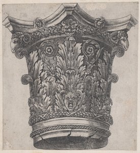 Mirror of Roman Magnificence: Kapital med baggehuvuden och masker, ca. 1537, ca. 1537