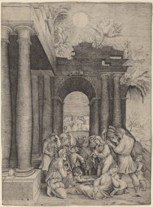 Tillbedjan av herdarna av Master HFE after Domenico Beccafumi