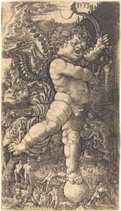 Cupid balanserar på en jordglob av Master H.L.