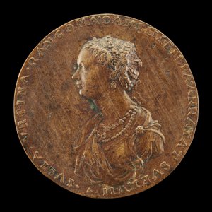 Giulia Orsini, 1537-1598, hustru till Baldassarre Rangoni ca. 1554 [framsidan], 1554. av Master IAC. URB.