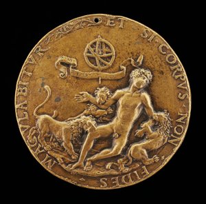 En allegori om tro: Lions som slukar en naken ungdom [framsidan].