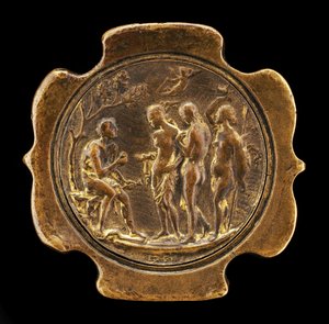 Svärdknöl med infälld plakett av The Judgment of Paris... andra hälften av 1400-talet.