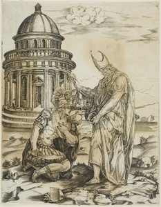 S:t Ambrosius och kejsaren Theodosius av Master IRs