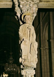 Stödstolpe med gestalten av Saint James, Portico of Glory, Cathedrale Santiago de Compostela
