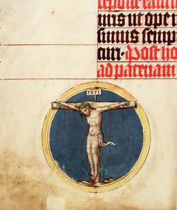 Liten rundel med den korsfäste Kristus av Master Michael