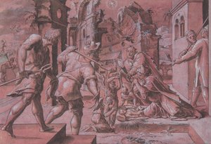 Tillbedjan av herdarna, 1540-60. av Master Of The Liechtenstein Adoration