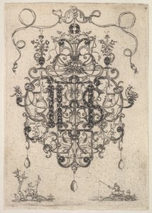 Design för ett hänge med IHS-monogram, 1609. av Master PRK