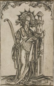 Saint Barbara med en palm och en bok