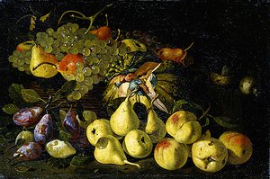 Stilleben (olja på duk) av Master S. B.