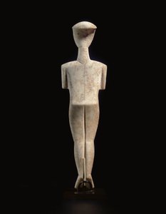 Cycladisk liggande kvinnofigur, namnet på Schuster-mästaren, Early Cycladic II, c.2400 f.Kr. (marmor) av Master Schuster