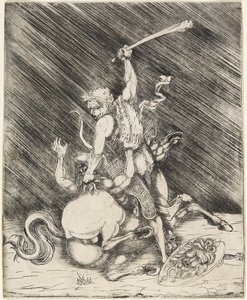 Hercules and Cacus, ca 1505-1520 (etsning på torrnålssätt)
