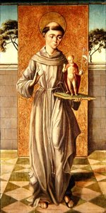 Den helige Antonius av Padua med Kristusbarnet (olja på panel) av Master of Astorga