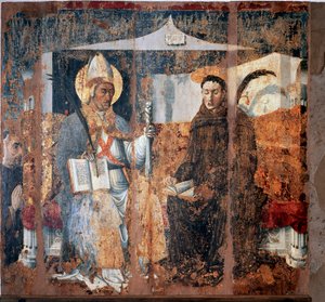 St Eleutherius av Tournai och St Placid (Fresco av Master of Cesio
