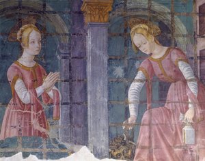 Italien, regionen Piemonte, Alessandria-provinsen, fresk i kapell vid basilikan Santa Maria Assunta
