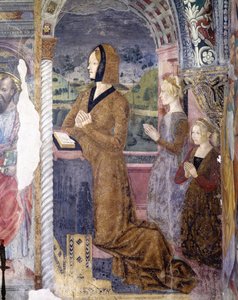 Italien, regionen Piemonte, Serralunga di Crea, fresk i kapellet vid basilikan Santa Maria Assunta