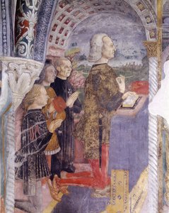 Italien, regionen Piemonte, Serralunga di Crea, fresk i kapellet vid basilikan Santa Maria Assunta