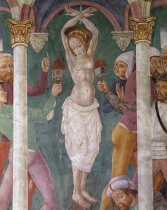Italien, regionen Piemonte, fresk i kapellet Santa Margherita i Sacro Monte