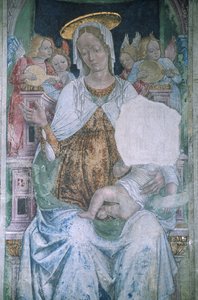 Italien, Piemonte, Serralunga di Crea, Sacro Monte di Crea, basilikan Santa Maria Assunta, kapell, fresk