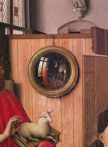 Johannes Döparen och givaren, Heinrich Von Werl, från Werls altartavla, detalj av spegeln, ca 1438 (se även 36923)