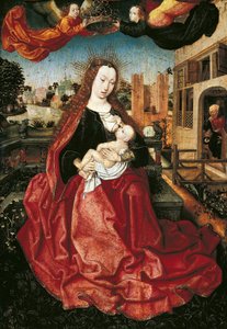 Madonna och barn krönt av två änglar, 1490-talet