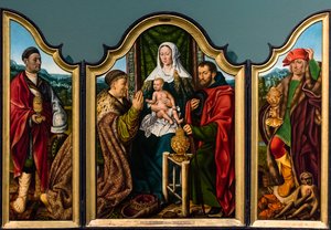Magikernas tillbedjan, ca 1510 (Tempera och olja på trä (ek))