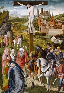 The Crucifixion, c.1465-70 (tempera och olja på trä) av Master of Georg Muehlichs Meisterlin Chronicle attr. to Master of Georg Muehlichs Meisterlin Chronicle attr. to