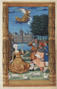 Budskap till herdarna, från en timbok, ca 1485