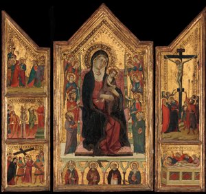 Madonna med barn på tronen av Master of Monte Oliveto