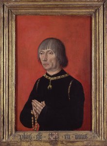 ""Porträtt av Ludvig av Brygge, herre av Gruuthuse (1422-1492)"" Målning av Mästaren på prinsporträtt (aktiv ca 1450) Cirka 1490 Groeningemuseum, Brygge av Master of Portraits of Princes