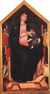 Madonna och barn med heliga (tempera på panel) av Master of San Gaggio