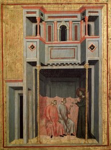 Cykel av St Cecilias liv Detalj: Cecilia och Valerianus konverterar Tiburtius - altartavla, ca 1290-1320