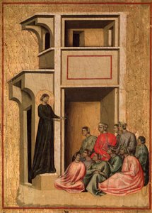 S:ta Cecilia och hennes livs berättelse Detalj: St Cecilia konverterande soldater - altartavla, ca 1290-1320
