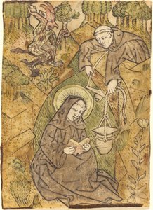 Sankt Benedikt och munken Romanus av Master of St. Wolfgang