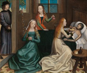 The Charity of St Nicholas, från St. Nicholas altartavla, ca 1486-93 (olja på panel)