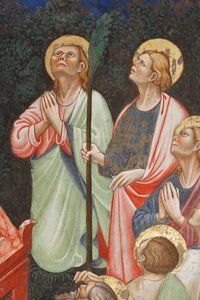 "Antagande av Jungfrun" och "Jungfru Maria släpper gördeln eller det heliga bältet till St. Thomas", Detalj av apostlarna, c.1420 (fresk)