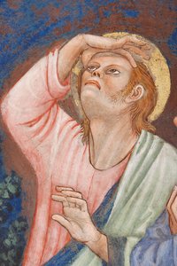 "The Ascension of Christ", Detalj med ett helgon, c.1420 (fresk)