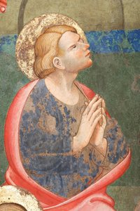 "The Pentecost", Detalj med ett bedjande helgon, ca 1420 (fresk)