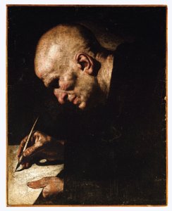 En munkskrivare av Master of the Annunciation to the Shepherds