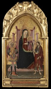 Jungfru och barn tronade med den helige Mikael och den helige Johannes döparen, ca 1440-70 av Master of the Arcetri Altarpiece