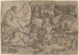 Allegoriskt tema: Combat of Animals av Master of the Beheading of St. John