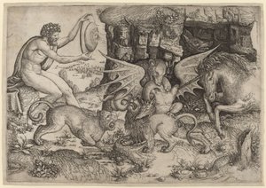 Allegoriskt tema: Combat of Animals av Master of the Beheading of St. John